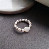 LATS Pearl Bead Rings for Women Elastic Rope Love Rhinestones Finger Ring Vintage Party Jewellery Wedding Accessories Gifts