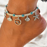 Bohemian Starfish Stone Anklets for Women Ethnic Wave Anklet Bracelet on Leg Holiday Beach Ocean Jewelry AM3082
