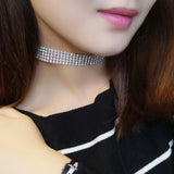Christmas Gift NEW Crystal Rhinestone Choker Necklace Women Wedding Accessories Silver Color Chain Punk Gothic Chokers Jewelry Collier Femme