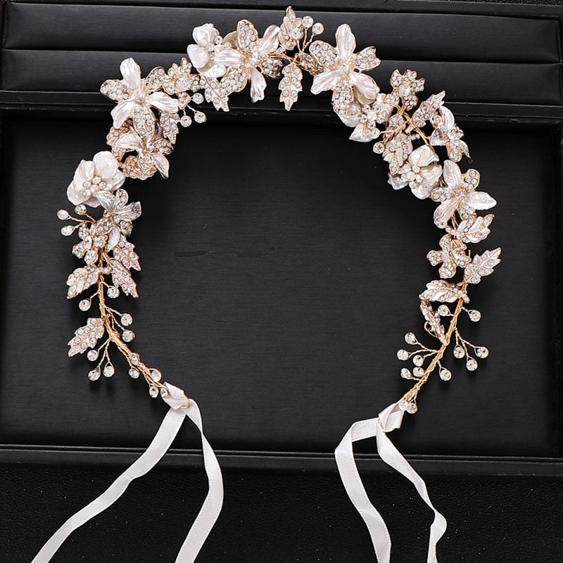 Aveuri Back to school Trendy Wedding Hair Accessories Gold Rhinestone Crystal Headband Bridal Tiara Wedding Headband Handmade Jewelry Accessories