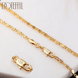 Aveuri Alloy 16/18/20/22/24/26/28/30 Inch 2mm Gold Charm Chain Necklace For Women Man Wedding Fashion Jewelry