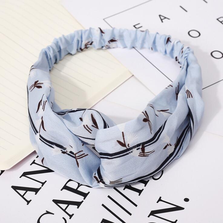 Aveuri Back to school Fashion Women Headband Cross Top Knot Elastic Hair Bands Vintage Print Girls Hairband Hair Accessories Twisted Knotted Headwrap