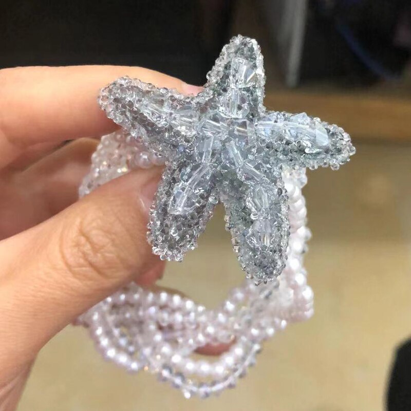 Aveuri bead Bracelet Hair Ring Summer Fashion Temperament Ice Crystal Butterfly Peach Heart Starfish Bow Tie Dual-Use Hair Accessories