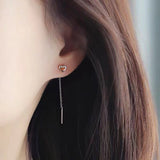 Aveuri Minimalist Women Korean Silver Color Heart Style Chain Tassel Hoop Earrings For Fashion Girl Party Punk Fine Jewelry Gift