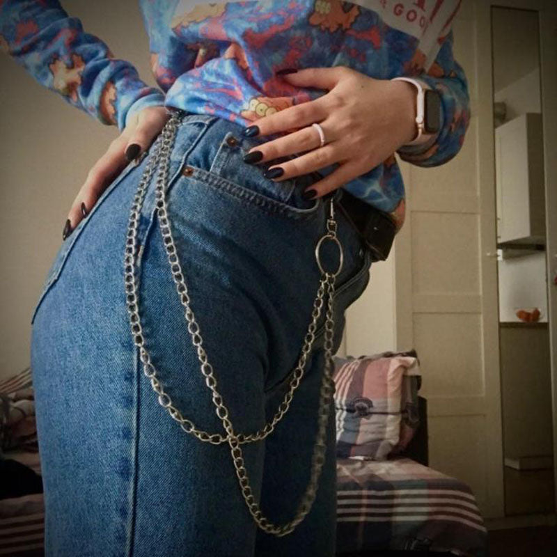 Punk Rock Metal Pants Waist Chain Men Women Key Chain Big Ring Wallet Keychain Jeans Unisex Hip-hop Jewelry Gift
