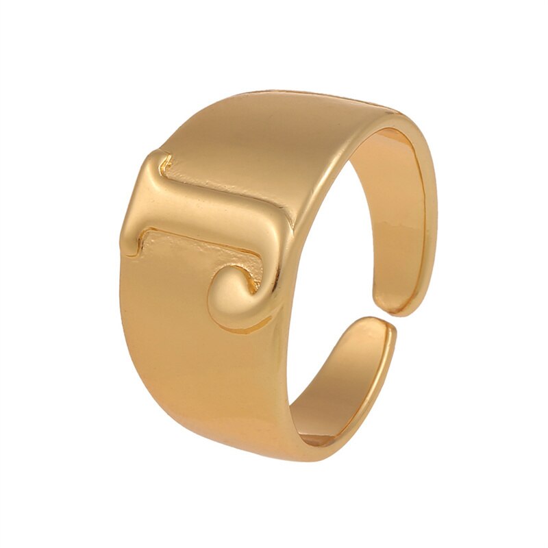 Letter Ring Women 2023 New Vintage Simple Adjustable Gold Color Hollow Opening Finger Ring For Women Jewelry Gift