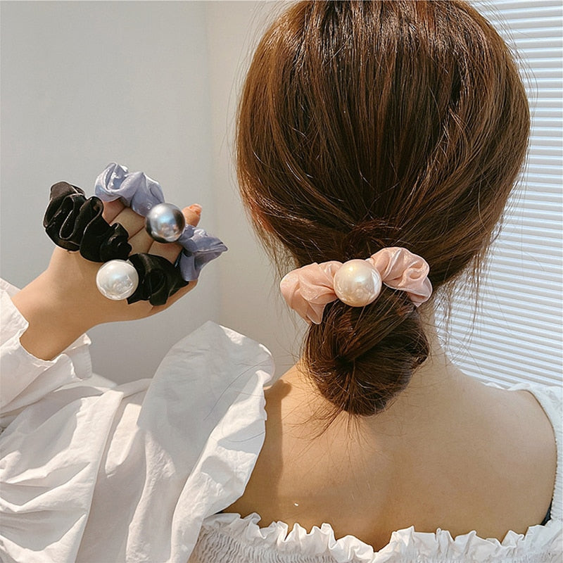 Aveuri High-Quality bead Large Intestine Hair Ring Ins Ponytail Leather Case Temperament Head Rope 2022 New Simple Headdress Female