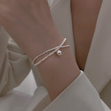 Fashion New S925 Silver Gypsophila Pearl Double Layer Bracelet Women Fine Jewelry For Wedding Party Gift