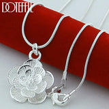 Aveuri Alloy Rose Flower Pendant Necklace 18/20-24/26/30 Inch Snake Chain For Women Wedding Engagement Jewelry