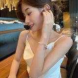 Aveuri New Natural bead Pink Peach Pendant Bracelets For Woman Korean Fashion Jewelry Girl's Elegant and Sweet Charm Bracelet