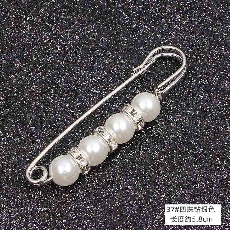 Lapel Pin Women Simulated-Pearl Pendant Pins Crystal Rhinestone Brooch For Woman Scarf Buckle Clips Hat Clothes Multipurpose Pin