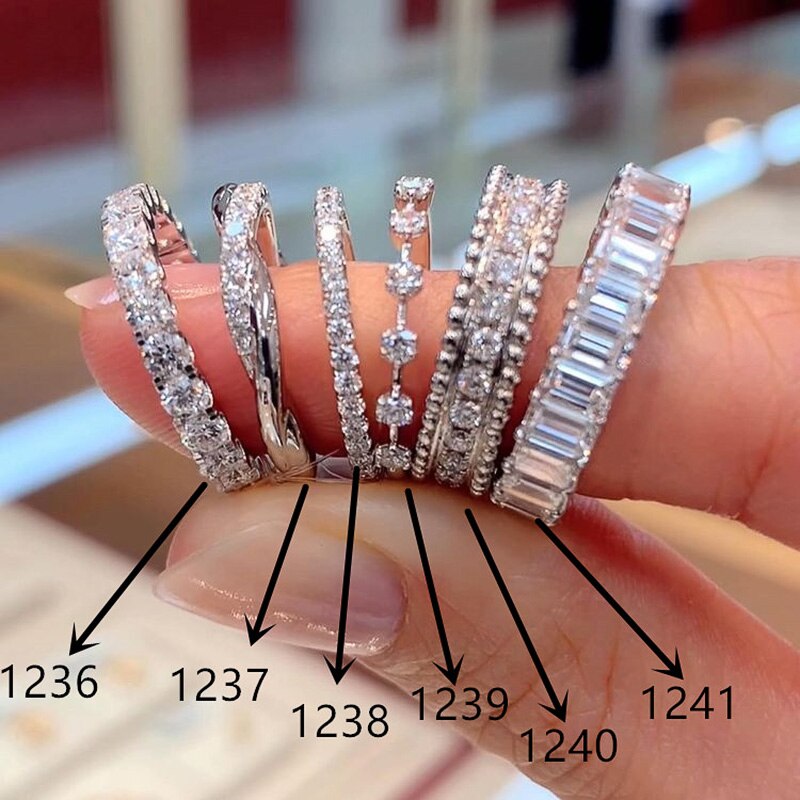 Aveuri Luxury Silver Color Band Finger Rings For Women Inlay Dazzling CZ Engagement Wedding Accessories Trendy Jewelry