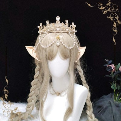 Virgin Mary Halo Bride Crown Bead Chain Baroque Tiara Headwear Lolita Vintage Headband Angel Gold Halo Goddess Headpiece