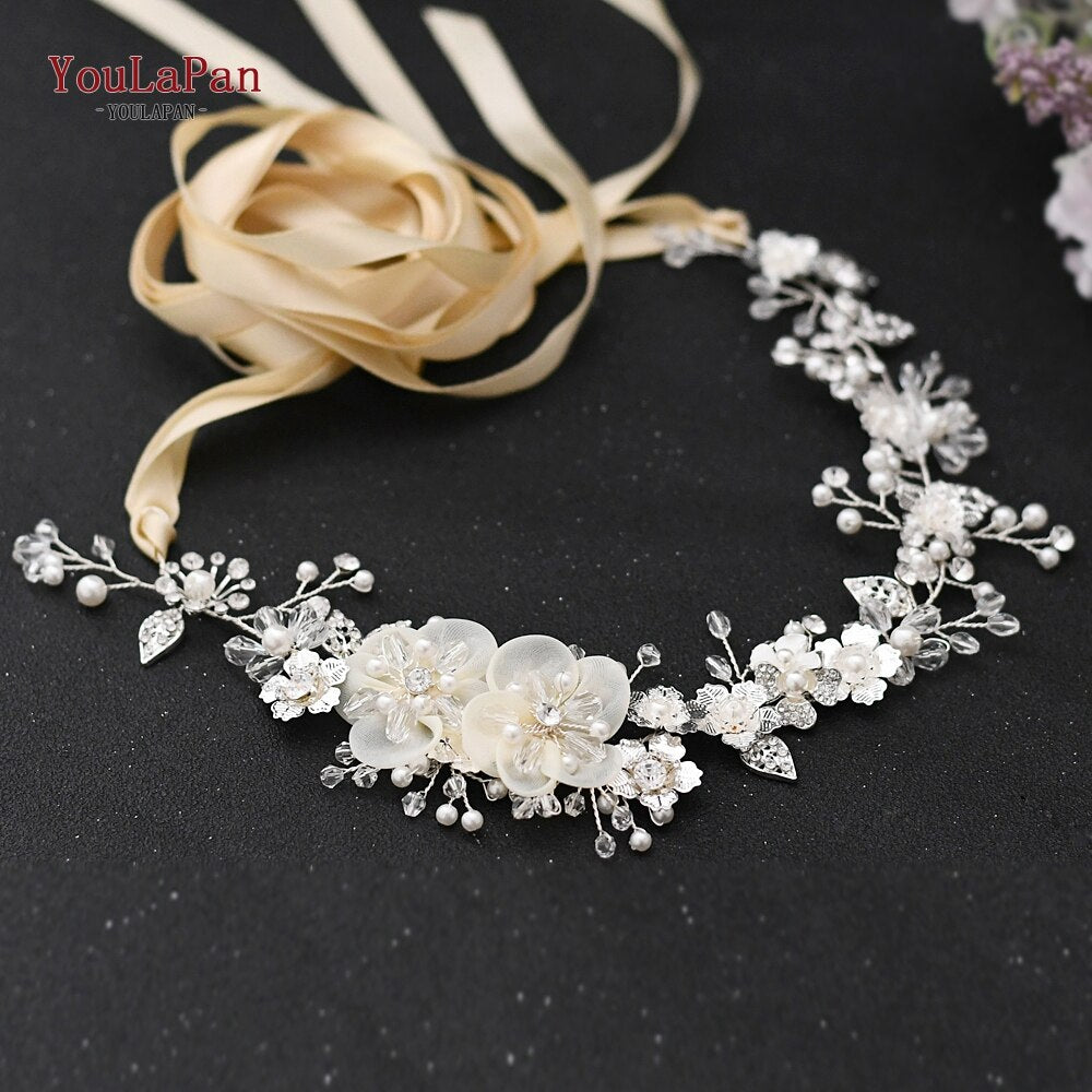 Aveuri SH275 Bridal Belt Silver Rhinestone Sash Belt For Wedding Dress Belts Girls Pearl Belts Bridesmaid Flower Bridal Belt