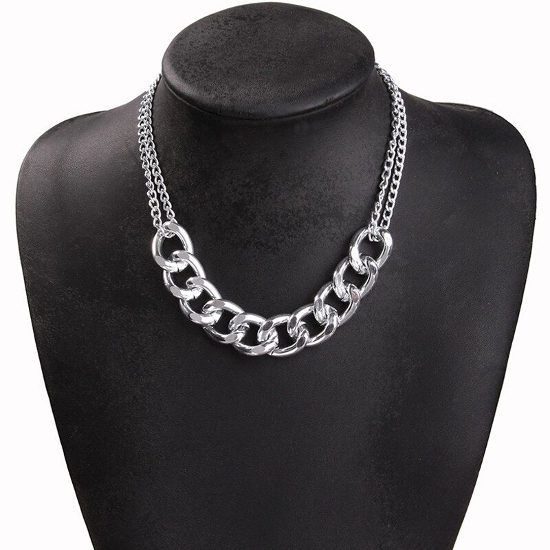 LATS 2023 Fashion New Punk Miami Cuban Necklaces for Women Collar Statement Aluminum Gold Color Thick Chain Necklace Jewelry