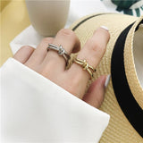 AVEURI 2023 Female Bow Design Minimalist Open Rings Gold Silver Color Metal Geometric Finger Rings For Women Girl Party Jewelry