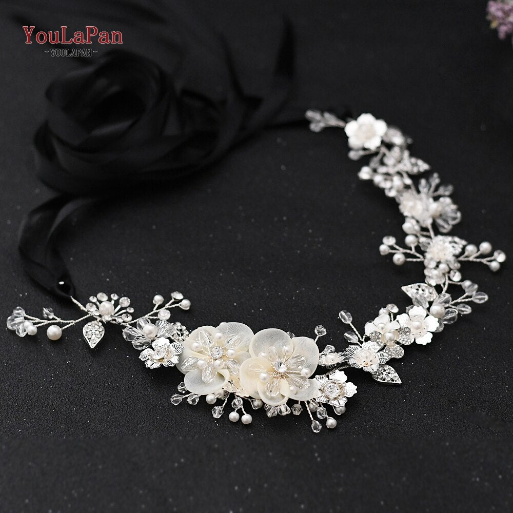 Aveuri SH275 Bridal Belt Silver Rhinestone Sash Belt For Wedding Dress Belts Girls Pearl Belts Bridesmaid Flower Bridal Belt