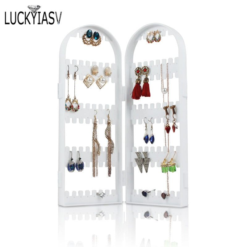 Christmas Gift Clear 120/180/240/360 holes Plastic Earrings Studs Display Rack Folding Screen Earring Jewelry Display Holder Storage For Stud