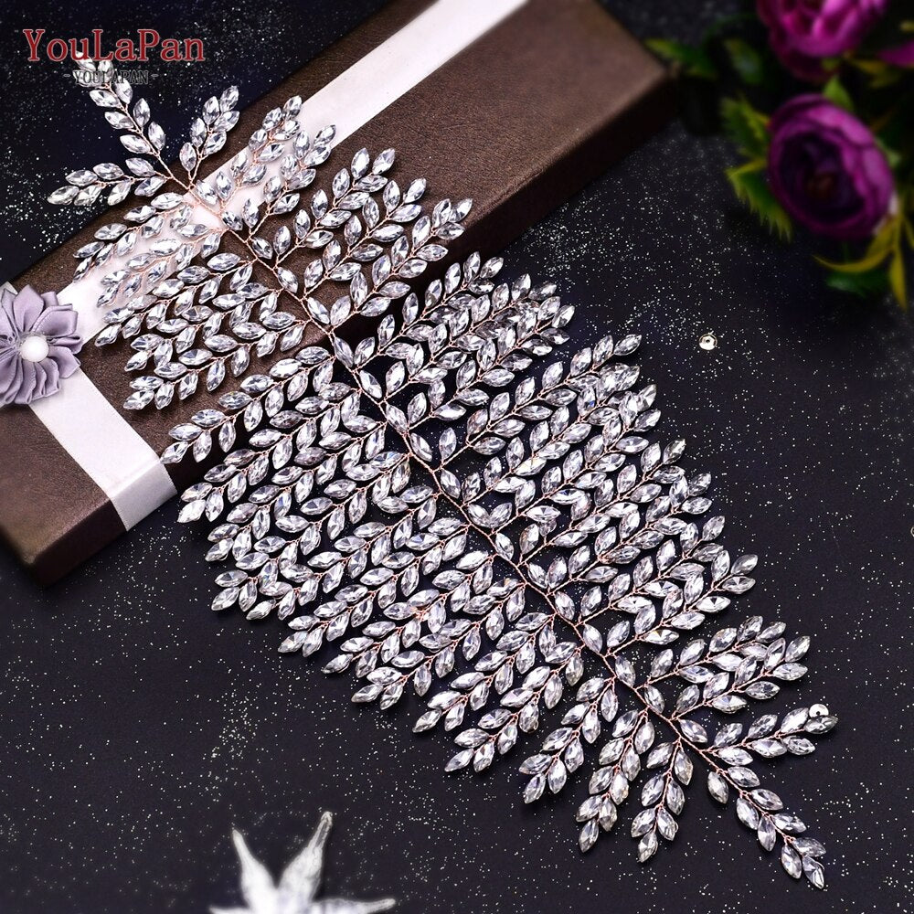 Aveuri HP240 Artificial Wedding Hair Accessories Exquisite Bridal Floral Headbands Wedding Big Crown For Bride Tiara Headwear