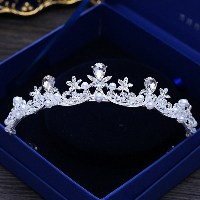 Aveuri Diverse Silver Color Gold Crystal Crowns Bride tiara Fashion Queen For Wedding Crown Headpiece Wedding Hair Jewelry Accessories