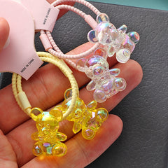 Back to school 2023 AVEURI A Pair Cute Baby Transparent Bear Hair Bands Hair Accessories Girls Hair Ring Rubber Band Elastic Hair Band Kids Headwear