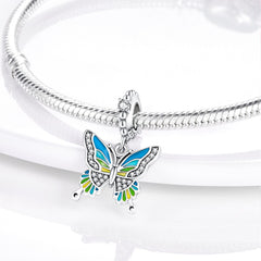 Fits Original Pandach Bracelets Silver Color Pavé Butterfly Charms Women Silver Color Pendant Diy Jewelry 2023 New