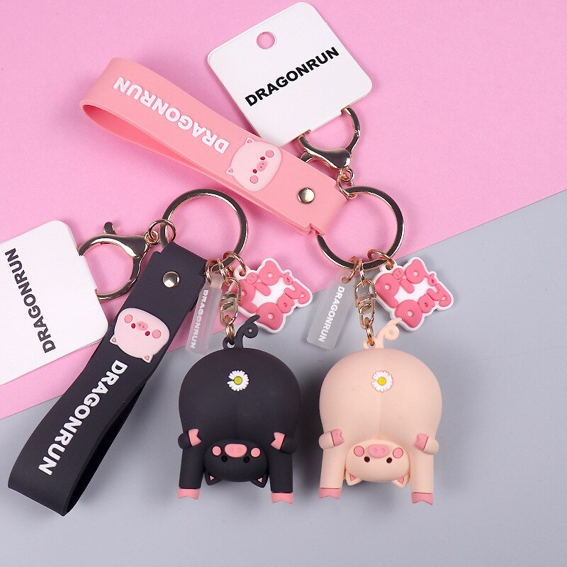 Aveuri Cute Original Pig Chrysanthemum Keychain Trend Keychain Bag Pendant Couple Accessories Creative Gifts