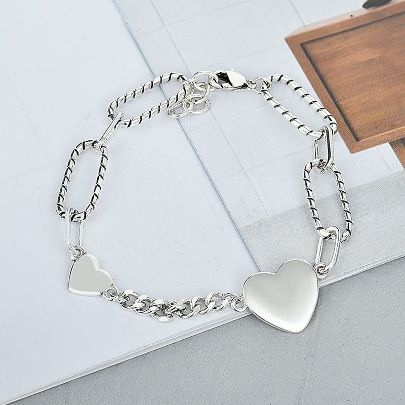 Christmas Gift Vintage Punk Korean alloy Heart Geometric Charm Bracelet &Bangle For Women Wedding Jewelry SL058