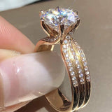 Graduation gift Luxury Gold Color Women Engagement Wedding Rings Inlaid Shiny CZ Noble Party Jewelry Nice Anniversary Gift Fashion Rings