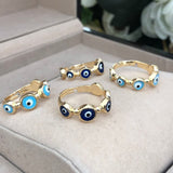 Aveuri  Korean Fashion Evil Eye Enamel Opening Adjustable Womens Ring For Gothic Female Rings Christmas Party Jewelry Gift