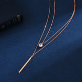 Christmas Gift New Double Layer Necklace Round Shiny Zircon Pendant Necklaces Gift For Women Wedding Fine Accessories NK093