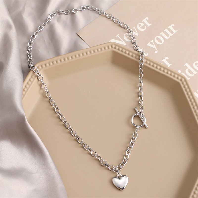 Christmas Gift EN Kpop Heart Chain Choker Necklace For Women collar Goth Necklaces Aesthetic Jewellery Christmas Party Girl halloween New Chock