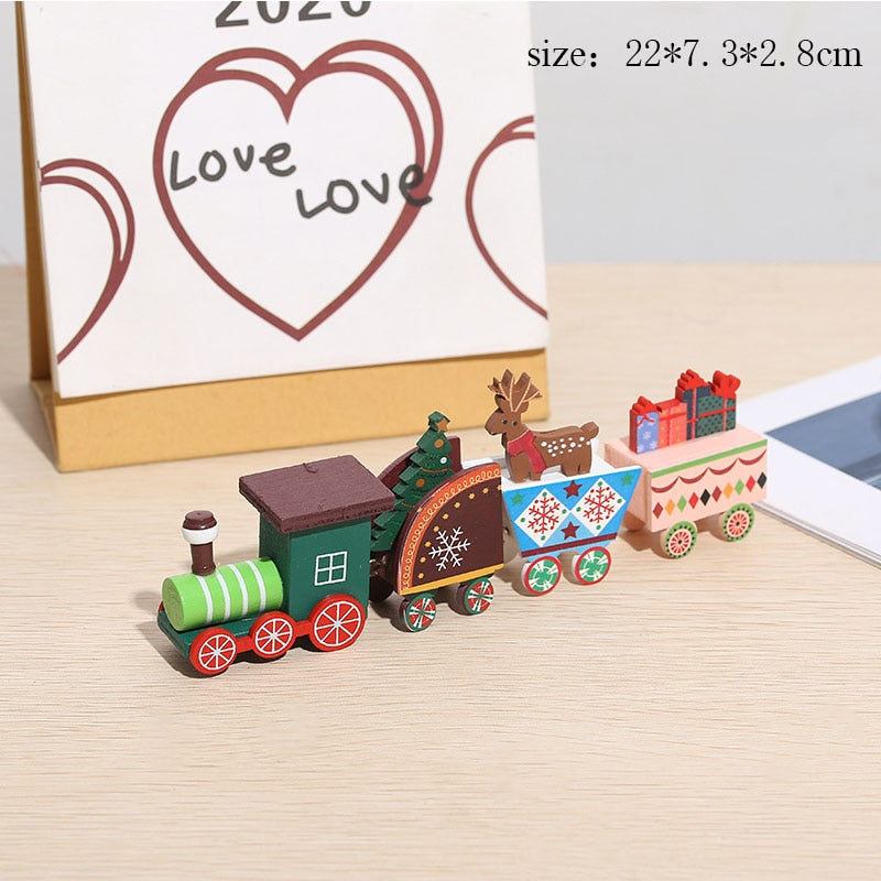 Christmas Gift Wooden Christmas Small Train Xmas Ornaments Merry Christmas Decor For Home Happy New Year 2022 Creative Kids Naviidad Gifts Toys