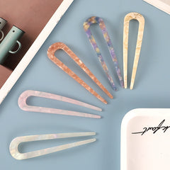 Aveuri Back to school Fashion Acetate Hair Sticks For Women Shell Hair Clip Hair Pins U Shape Girls Hairpins Hair Bun Maker Wedding Hair Accessories