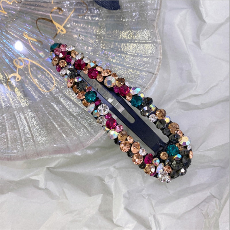 Rhinestone Hair Clip Fashion Hair Accessories Women Seamless Crystal Hollow Water Droplet Square Triangle Hairgrips Hairpin New