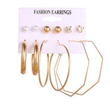 Aveuri Statement Gold/Sliver color Big Bamboo Circle Hoop Earrings For Women Hip Hop Earrings set Classic Jewelry 3pcs/set