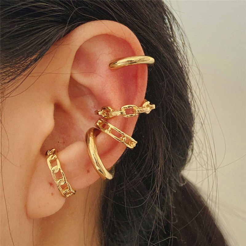 Aveuri 2022 Fake Piercing Cuff Earring Earcuff Wrap For Women Non-Piercing Fashion Gold Color No Piercing Cartilage Simple Cool Jewelry New
