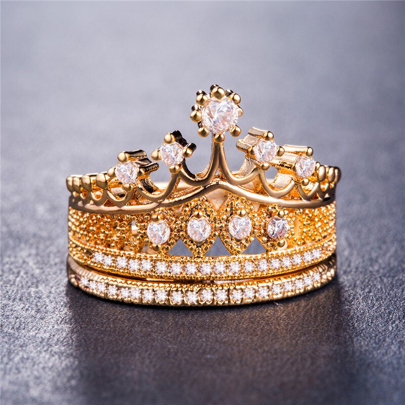 Aveuri Hot Selling Fancy Crown Women Ring Best Anniversary Girl Gift Elegant Female Dance Party Trendy Jewelry Rings