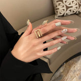 Christmas Gift European and American Exaggeration Titanium Steel Gold Geometric Element Open Rings For Woman 2023 New Fashion Korean Jewelry