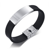 Custom SOS Stainless Steel ID Silicone Bracelet For Men Women Personalized Wristband DIY Adjsuatble