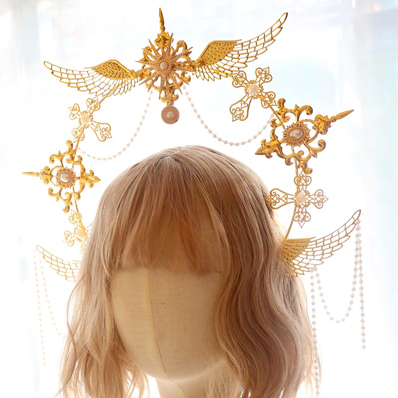 DIY Material Package Lolita European style sun wings halo tassels DIY angel headband headwear  hair accessories