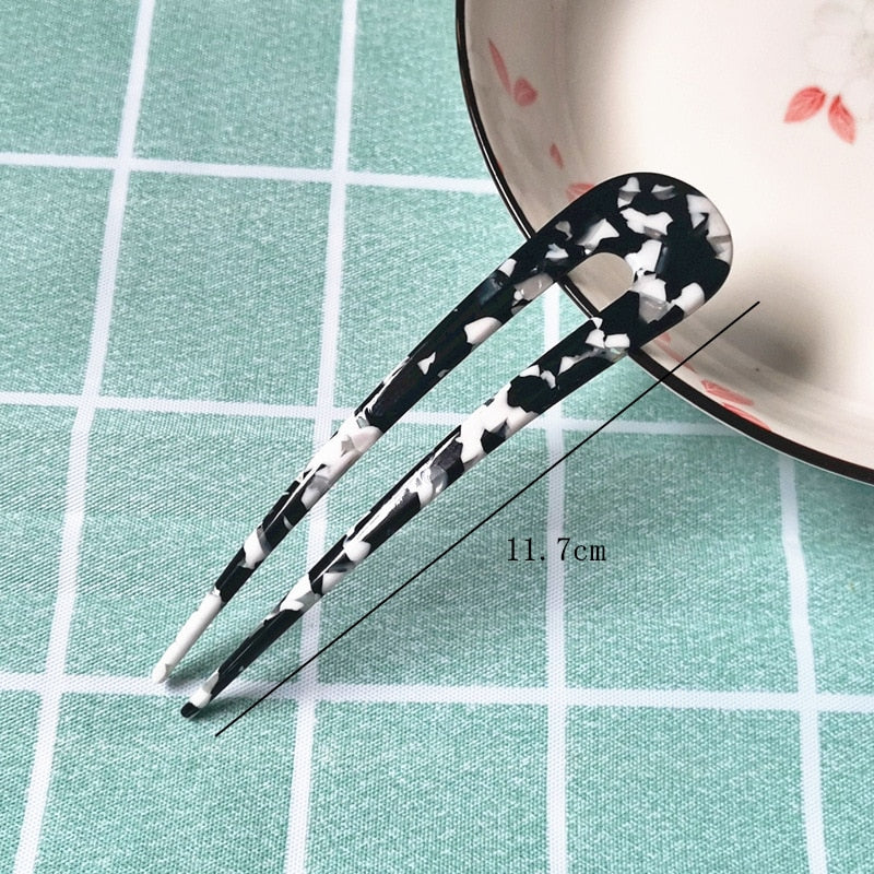 Aveuri Back to school Fashion Acetate Hair Sticks For Women Shell Hair Clip Hair Pins U Shape Girls Hairpins Hair Bun Maker Wedding Hair Accessories