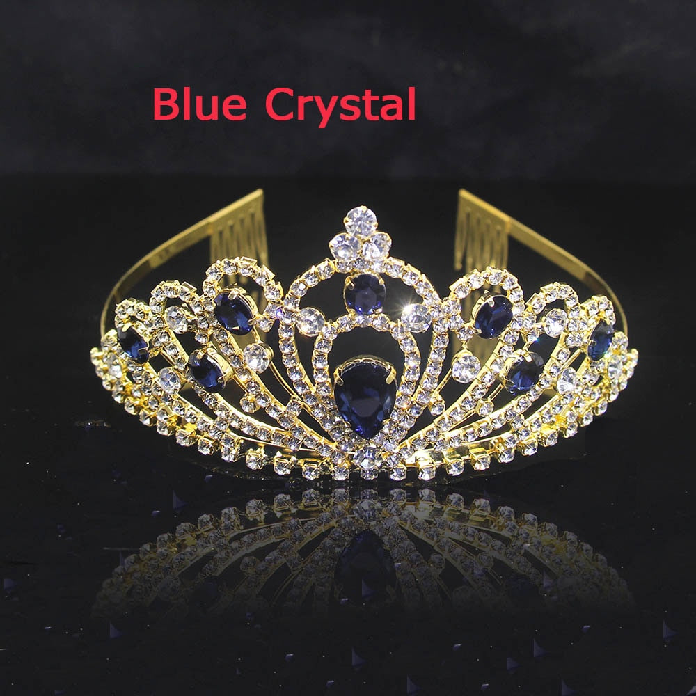 Graduation gift  5 colors Crystal Tiaras Hair Accessories Gold Crowns Girls Headpiece Fashion Wedding Bridal Crown Hair Jewelry