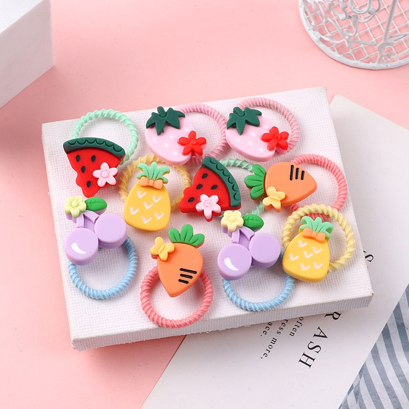 Back to school 2023 AVEURI 10PCS/Set Cute Cartoon Animals Hair Bands Girls Elastic Rubber Band Headwear Hair Accessories Kids Headband Ornaments Gift