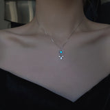 Christmas Gift Moonstone Round Charm Necklace For Women Creative  Hollow Geometric Pendant Elegant Party Jewelry dz458