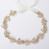 Aveuri Handmade Golden Wedding Headbands Tiaras Crystal Leaf Hairbands Headdress Wedding Hair Accessories Head Jewelry