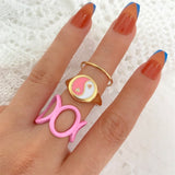 Aveuri Vintage Ins Romantic Hug Love Hand Ring Set For Women New Creative Resin Finger Heart Rings 2023 Fashion y2k Jewelry Gift