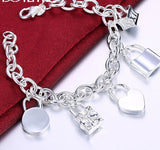Aveuri  alloy Bracelet Heart / Circle / Square Lock Bracelets Bangles Woman Man Fashion Charm Wedding Jewelry