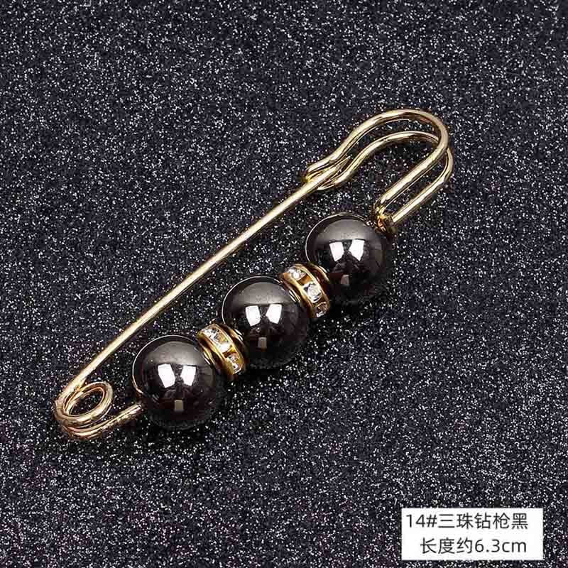 Lapel Pin Women Simulated-Pearl Pendant Pins Crystal Rhinestone Brooch For Woman Scarf Buckle Clips Hat Clothes Multipurpose Pin