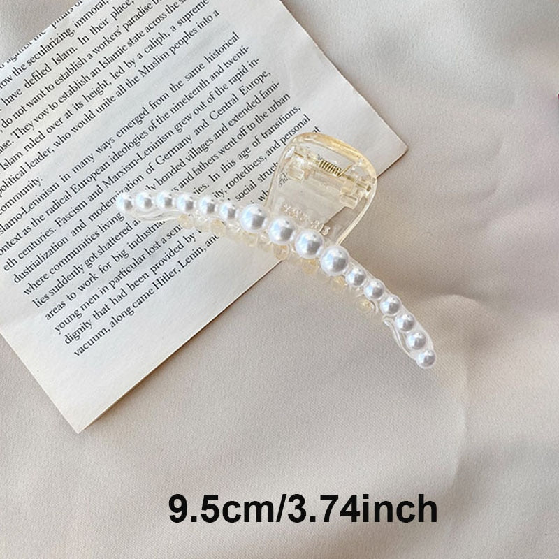 Aveuri Back to school New Elegant Pearl Hair Claws Woman Hair Clip Hairpins Hair Accessories Girls Hair Crab Headwear Hairgrip Fashion Barrettes